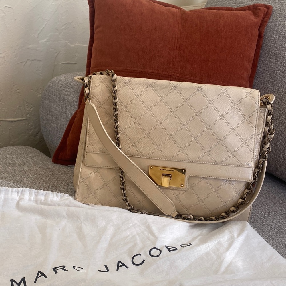 Marc Jacobs The Mate Quilted Cream Handbag